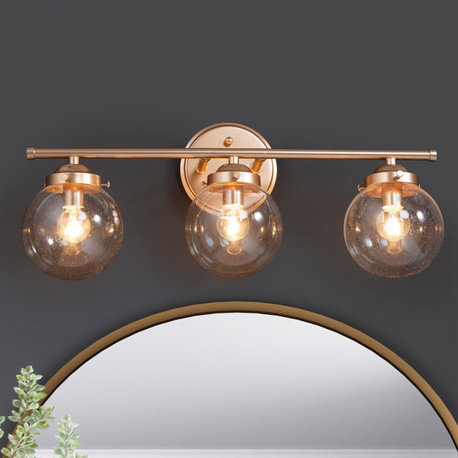 LALUZ 3-Light Matte Gold Modern and Contemporay Bathroom Vanity Light Bar