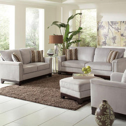 Mason Modern Neutral Blue Grey Velvet Sofa Set - $1782.57 - Living Room Furniture Sets