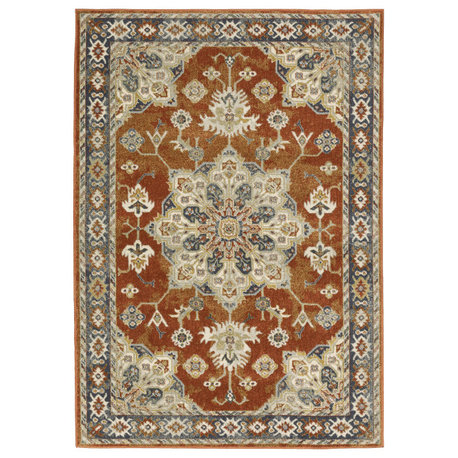 Oriental Weavers Sphinx Branson Br04A Traditional Rug, Rust/ Beige, 1'10"x7'3"