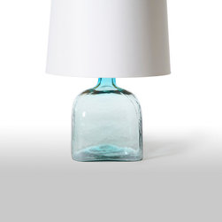 Square Glass Wave, Aqua - Table Lamps