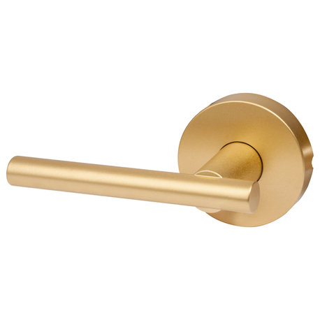 Kain Series Contemporary Satin Brass Door Levers, Dummy (Inactive)