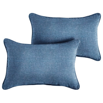 Blue Outdoor Corded Pillow Set, 12x24