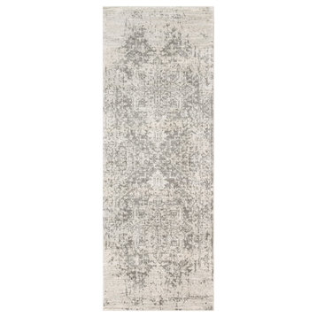 Harput Traditional Black and Light Gray Area Rug, 2'7"x10'3" Runner