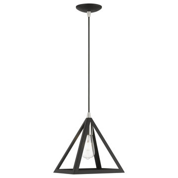 Pinnacle 1 Light Black With Brushed Nickel Accents Pendant