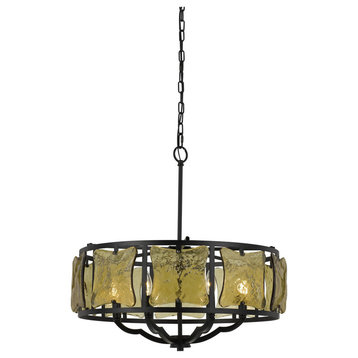 60W Revenna Forged Iron Chandelier With Hand Crafted Glass