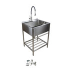Transolid 25"x22" Stainless Steel Laundry Sink With Wash Stand, Brushed Satin