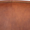 King Size Leather Headboard With Brass Nail Head, Tobacco