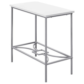 Accent Table Side End Narrow Small 2 Tier Bedroom Metal White