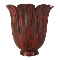 Marie Zimmermann Fluted Floriform Copper Vase with Red Patina - Vases