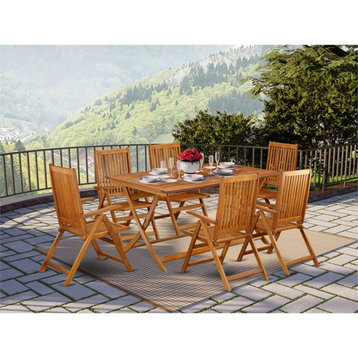AECN7C5NA - Patio Table with 6 Outdoor Chairs - Natural Oil Finish