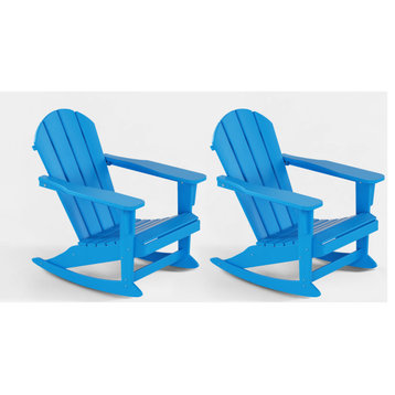 WestinTrends 2PC Outdoor Patio Porch Rocker Classic Adirondack Rocking Chair Set, Pacific Blue