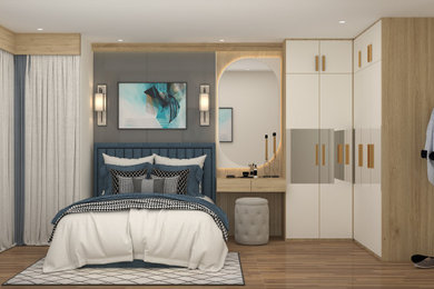 Design ideas for a modern bedroom in London.