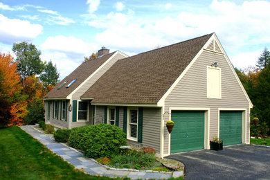 Mid-sized contemporary two-story house exterior idea in Boston