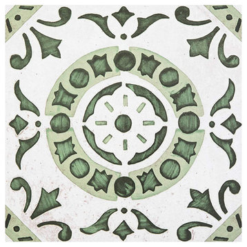 Achim Home Furnishing Retro 12" x 12" Self Adhesive Floor Tiles Green Medallion