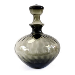 QUILTED OPTIC PATTERN ITALIAN DECANTER APOTHECARY JAR IN GREY - Vases
