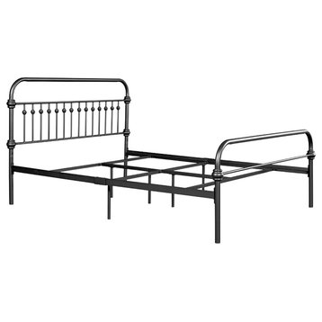 Pemberly Row 65" Contemporary Metal Queen Size Bed Frame Platform in Black