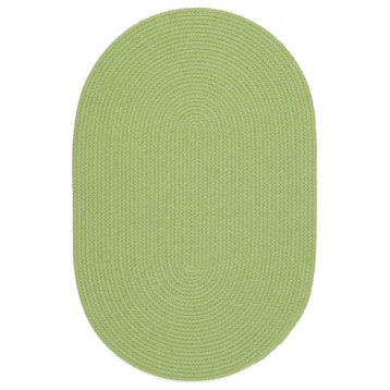 Lullaby Childrens Solid Braided Rug Solid Lime Green 2'x4' Oval
