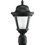 Progress Lighting - Progress Lighting 1-9W LED 3000K Post Lantern, Black - Westport LED offers traditional styling to complement a variety of home dcor options. A durable die-cast aluminum frame cradles a softly diffused seeded glass shade. 3000K, 90+ CRI 623 lumens. One-light LED post mount