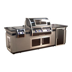 FireMagic Black Diamond Edition Pre-Fab Grill Island with Refrigerator 108 Inch - Outdoor Cooking