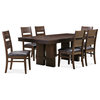 Dale 7-Piece Dining Set With Extension and 6 Genuine Leather Dining Chairs