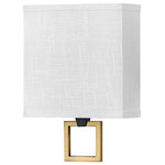 Hinkley Lighting - Link Wall Sconce in Black - Perfected by its prominent round or square finial Link represents an updated design suitable for all types of rooms. Its shade comes in Off White Linen or Heather Gray Linen complemented by a Black or Brushed Nickel color combinations to enhance its chic silhouette.