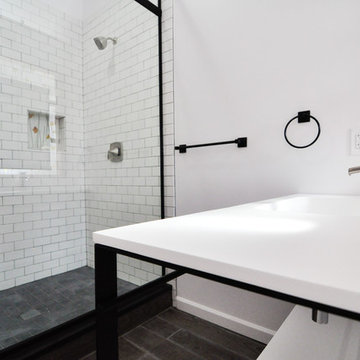 Modern Industrial Bath Remodel with Organic Accents