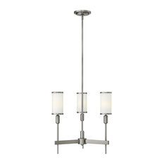 Hinkley Princeton Brushed Nickel and Etched Opal Glass 3-Light Chandelier