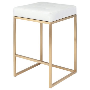 Chi Counter Stool In Gold Finish White, Set of 2