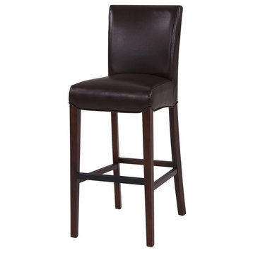 New Pacific Direct Milton 30.5" Bonded Leather Bar Stool in Brown