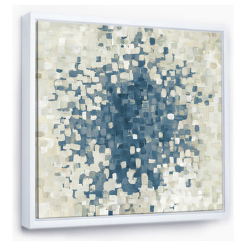 Designart Geometric Blue Spots Modern Framed Wall Art, White, 30x30