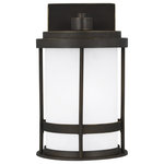 Generation Lighting Collection - Wilburn Small 1-Light Outdoor Wall Lantern, Antique Bronze - The Sea Gull Lighting Wilburn one light outdoor wall fixture in antique bronze enhances the beauty of your property, makes your home safer and more secure, and increases the number of pleasurable hours you spend outdoors.