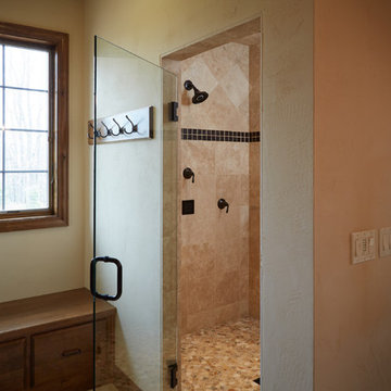 Shower featuring body sprays and a showerhead