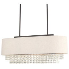 Glimmer Collection Four-Light Silver Ridge Luxe Linear Chandelier Light, P400101-134
