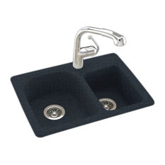 Swan 18x25x7 Solid Surface Kitchen Sink, 1-Hole, Black Galaxy