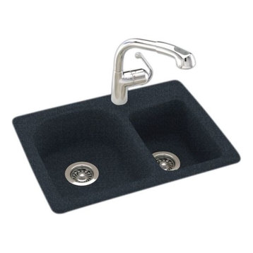 Swan 18x25x7 Solid Surface Kitchen Sink, 1-Hole, Black Galaxy