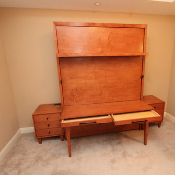 Siena Murphy Wall Bed with Shelf Leg, Nightstands, Attached Desk