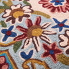 Floral Garden Pillow Cover Bright Turquoise Blue Hand Embroidered Wool 18x18"