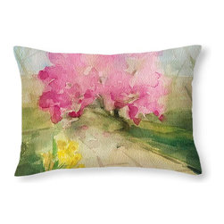 Pink and Green Magnolia Blossom Decorative Pillows - Decorative Pillows