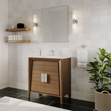 The Gellar Bathroom Vanity, Brown, 30", Single Sink, Freestanding