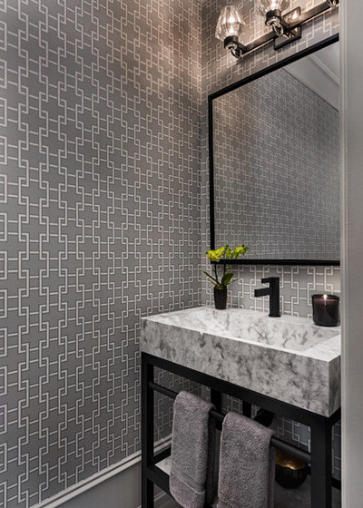 Transitional Powder Room by Sheree Stuart Design