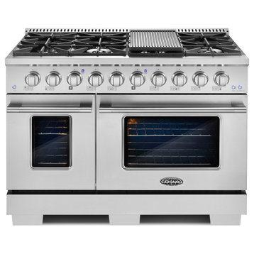 Cosmo 48 in. 5.5 cu. ft. Double Oven Gas Range with 8 Burners in Stainless Steel