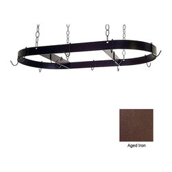 Oval Pot Rack with 12 Hooks And Chains - Gun Metal - Pot Racks And Accessories