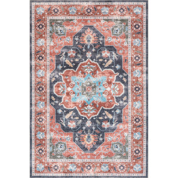 nuLOOM Jay Persian Medallion Machine Washable Area Rug, Red 8' x 10'