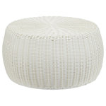 Household Essentials - Handwoven Resin Storage Stool Ottoman - This classic resin woven storage stool is a great way to add convenient and boho chic-styled furnishing to your patio, living room or bedroom. Its superior durability and wide functionality shine through as defining features that are perfect for any home, including ones with excitable pets. This solid white storage stool is made of weather-resistant resin woven that is woven around a strong metal frame. The metal frame, cleverly concealed by the intricate weave, gives the basket extra strength to be used as a footstool or chair. This storage stool's weather resistance makes it fit for inside use in the living room, bedroom and crafts room or outside on the balcony or patio! Its low stature also brings drinks, books and other leisurely items up to a comfortable height for a lazy Sunday morning. This brightly colored storage stool will resist color fading and preserve the item's original luster despite those warm summer days. While its main purpose is as a low stool, this woven piece can be turned upside down to be used as a basket to store laundry, throw blankets or accent pillows. This woven storage stool would be great for backyard movie nights, lounging on the porch or kicking up your feet at the end of the day. Since this woven storage stool is handwoven, the color and size may vary from one product to the next. Household Essentials also provides a 1-year warranty for this item and friendly customer service that is available for any questions. This classically beautiful piece would be a wonderful choice for those who love multipurpose and durable furnishings.