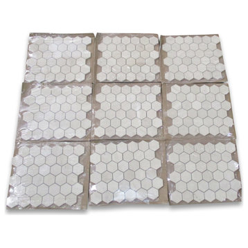 Golden Beach Moleanos Beige Limestone 2" Hexagon Mosaic Tile Honed, 1 sheet