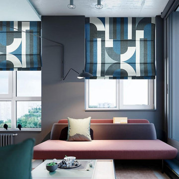 San Francisco Blue Quick Fix Washable Flat Fold Roman Shades, Window Blinds