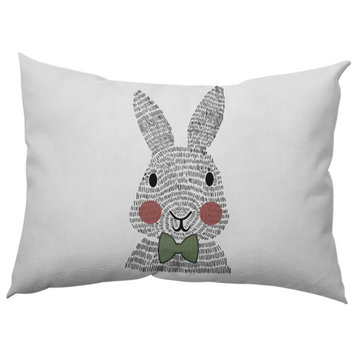 Bow-tie Bunny Easter Indoor/Outdoor Lumbar Pillow, Laurel Tree Green, 14x20"