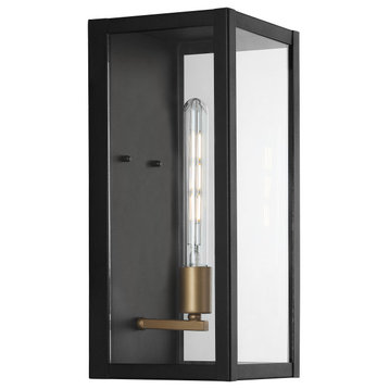 Berlin 7" 1-Light Iron/Glass Modern Industrial LED Outdoor Lantern, Black