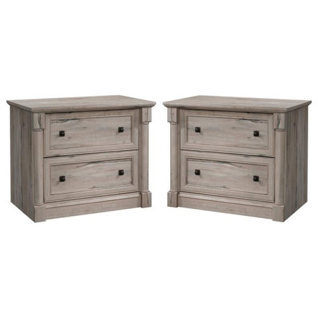 Home Square 2 Drawer Lateral Wood Filing Cabinet Set in Split Oak (Set of 2)