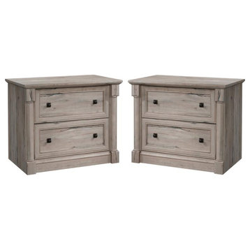 Home Square 2 Drawer Lateral Wood Filing Cabinet Set in Split Oak (Set of 2)